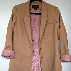 H&M Tan pink Boyfriend Blazer sz 6